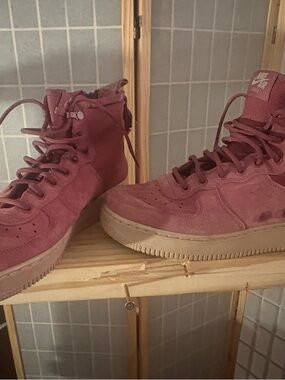 Nike Women's High-Top Suede Sneakers in Maroon